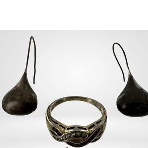 Just in- vintage sterling drop earrings and ring